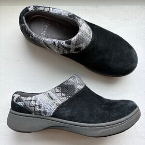 Dansko Black Suede Slip On Clogs Knit Collar Comfort Shoes EUR 37 US 6.5 - 7